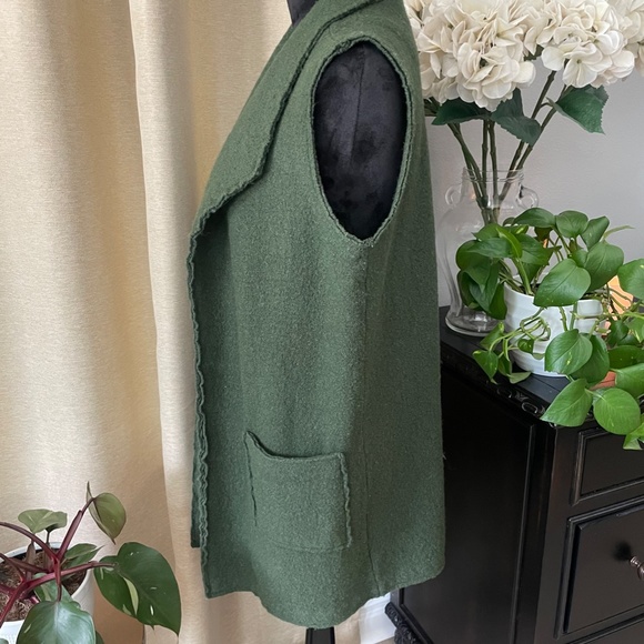 Tahari Wool Blend Dark Green Duster/Vest (M) - Picture 8 of 12